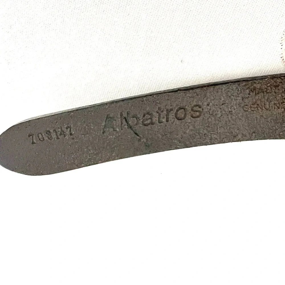 albatros belt black leather silver toned buckle & rings made in Italy EUC - Picture 6 of 6